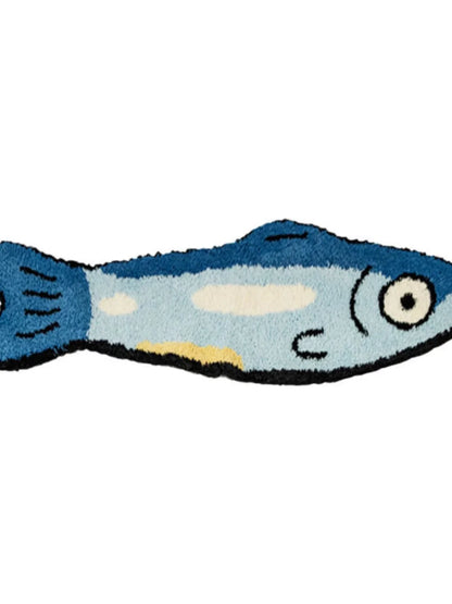 VIKAMA Salted Fish Shape Creative Rug Imitation Cashmere Waterproof Non-Slip Bedroom Bedside Bathroom Floor Mat Home Decor