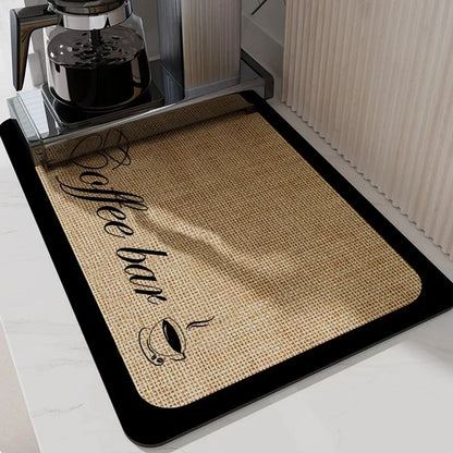 VIKAMA Black Marble Dish Drying Mat Super Absorbent Non-Slip Kitchen Counter Rug Bottle Kettle Dinnerware Bar Mat Home Decor
