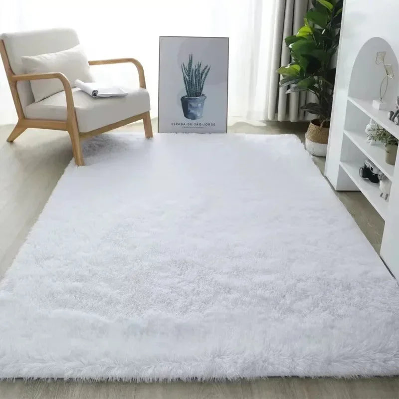 Fluffy Cream White Luxury Wool Area Rug