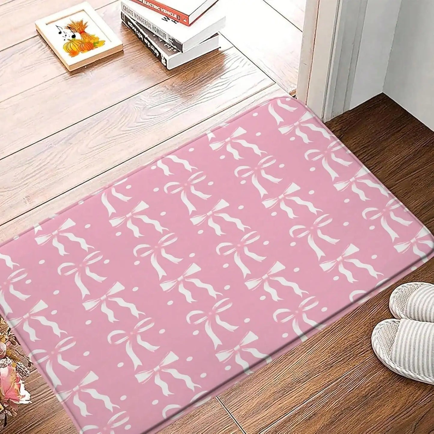 Cute Bow Carpet Mat Non-Slip Absorbent Quick-Dry Bathroom Shower Room Bathtub Rug Home Decor