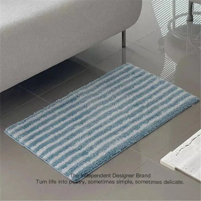Personalized Striped Bedroom Carpet Absorbent Anti-Slip Imitation Cashmere Floor Mat