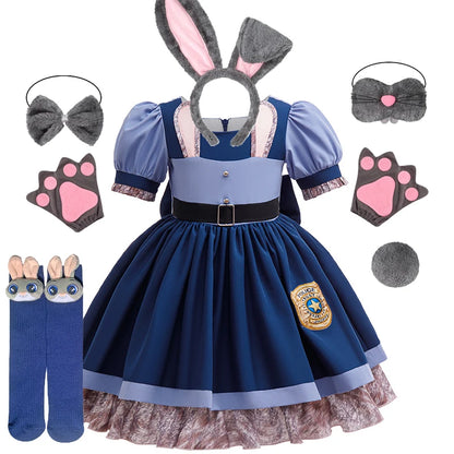 Zootopia Judy Bunny Police Officer Costume Dress For Girls