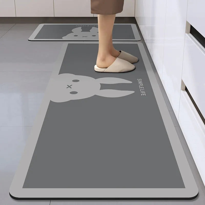 Long diatom mud oil-proof washable kitchen mat
