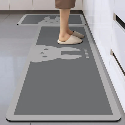 Long diatom mud oil-proof washable kitchen mat