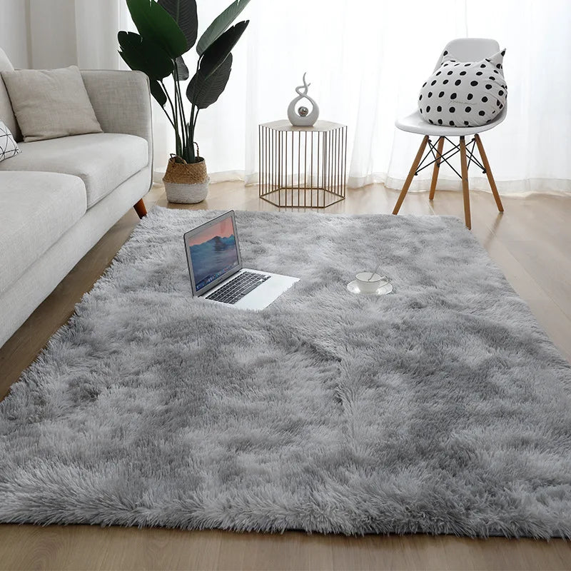 VIKAMA Silk Tie-Dye Plush Non-Slip Area Rug