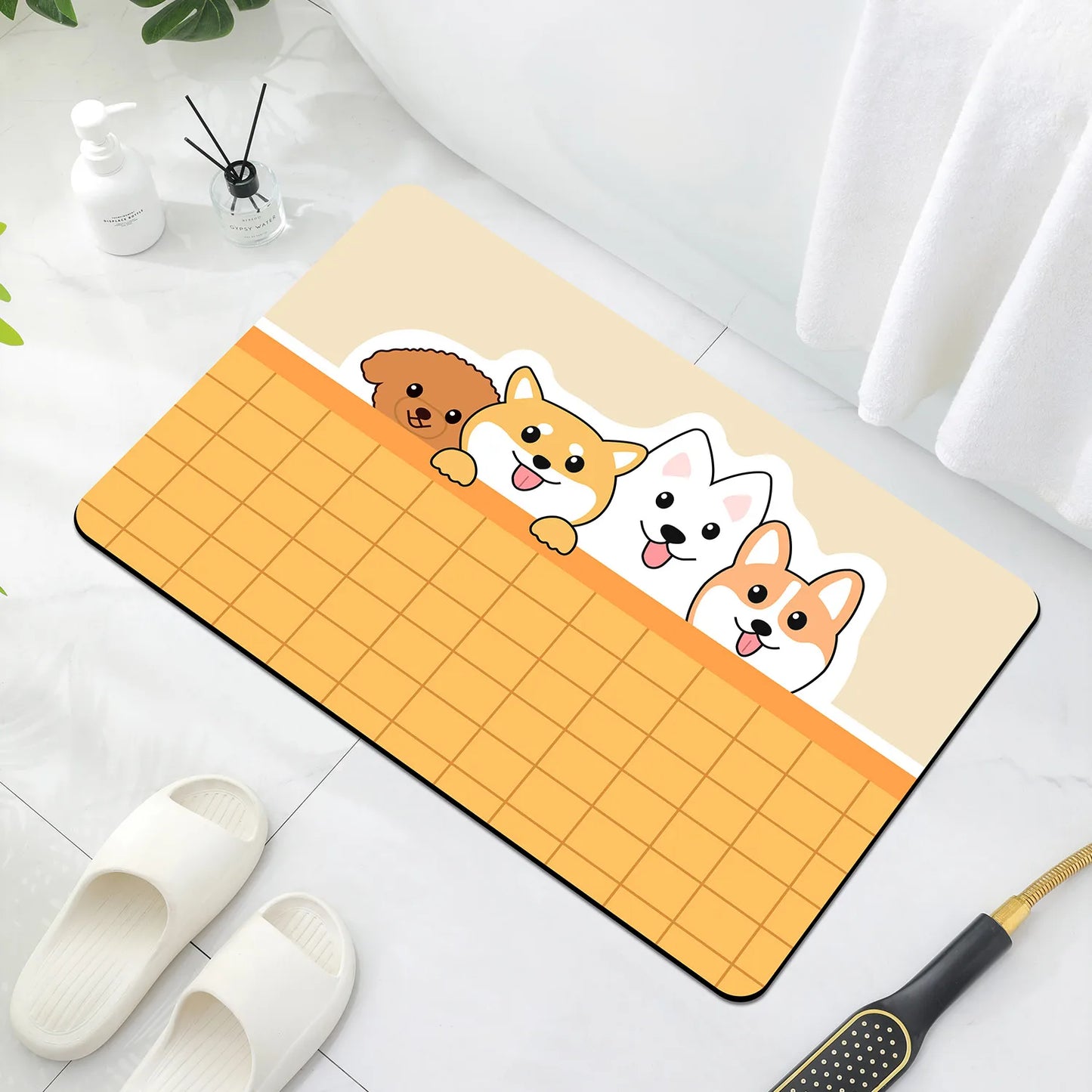 Cartoon Diatomaceous Mud Bathroom Mat Soft Absorbent Non-Slip Floor Rug Toilet Sink Bedroom Carpet Home Decor