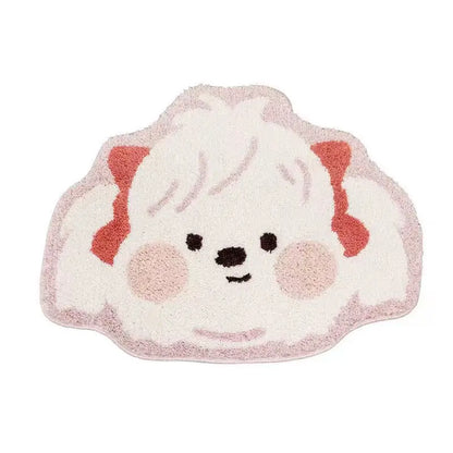 VIKAMA Cute Cat Girl Faux Cashmere Carpet Soft Non-Slip Absorbent Bedroom Bathroom Kitchen Floor Mat