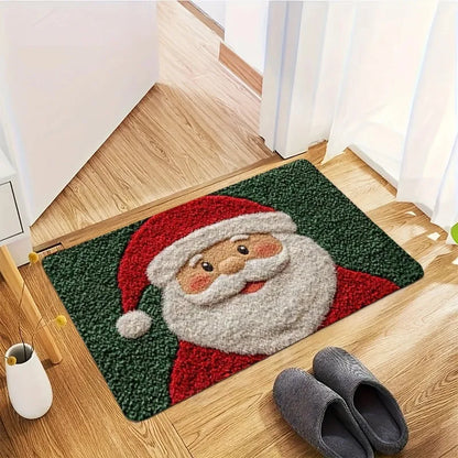 Christmas Crystal Velvet Floor Mat Santa Claus Xmas Absorbent Rug Bathroom Kitchen Home Decor