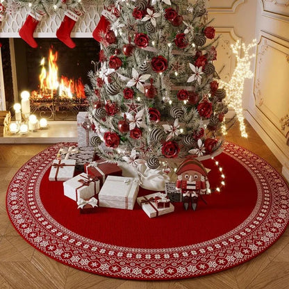 VIKAMA Christmas Tree Round Rug Non-Slip Holiday Decor Mat