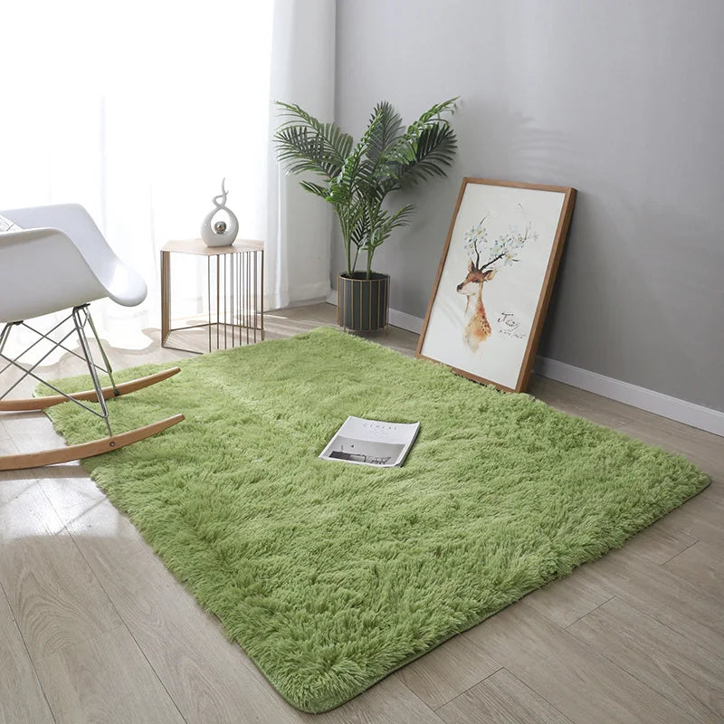 VIKAMA Silk Tie-Dye Plush Non-Slip Area Rug