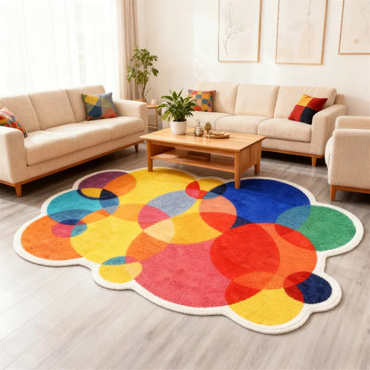 Luxury Dopamine Colorful Irregular Plush Area Rug