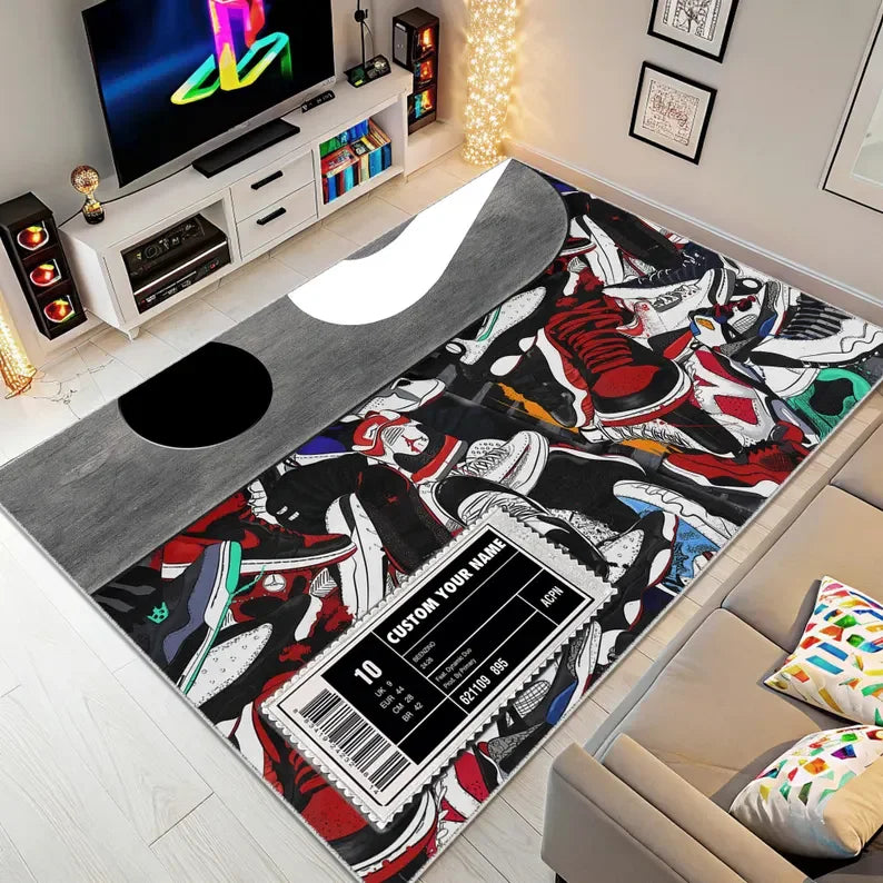 Sneaker Box Carpet Mat Non-Slip Floor Rug Home Bedroom Living Room Decor Sneaker Style Carpet