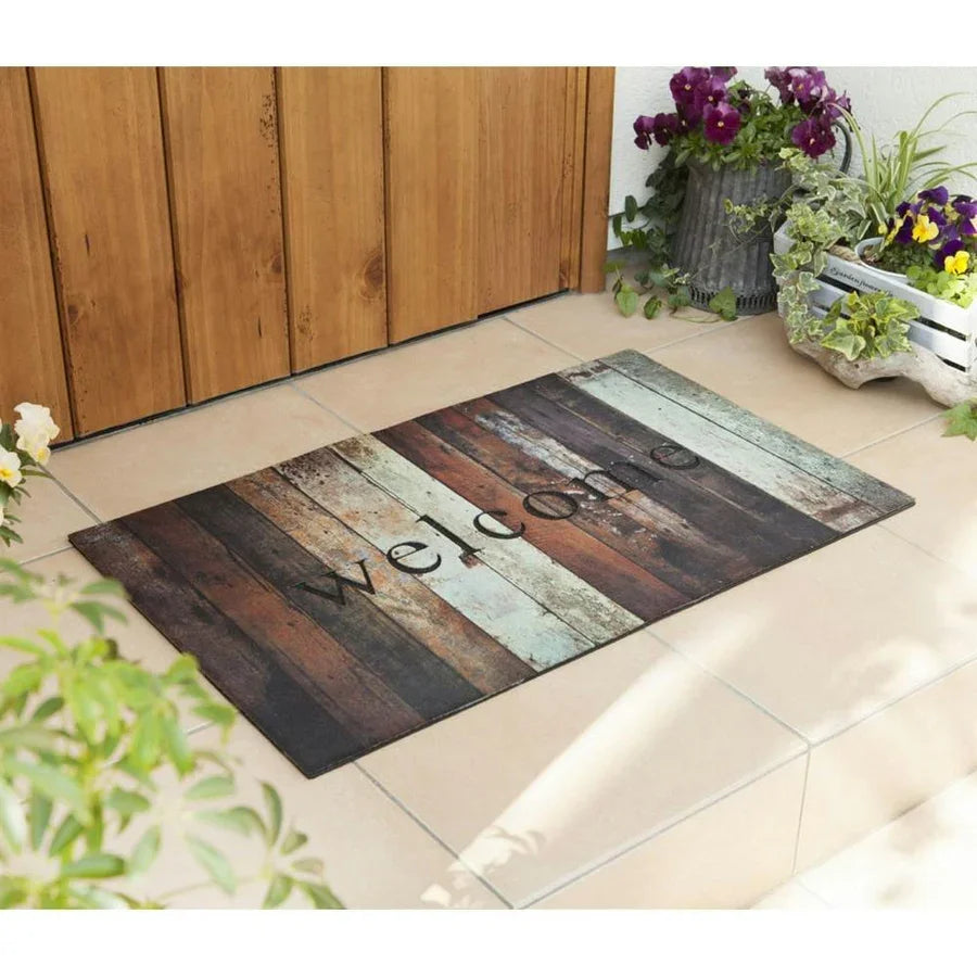 Wooden Print Welcome Anti-Slip Door Mat