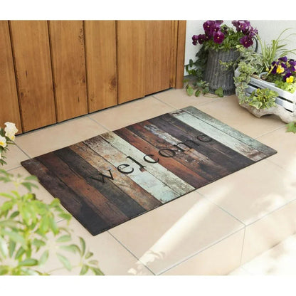 Wooden Print Welcome Anti-Slip Door Mat