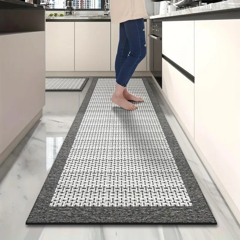 Long Imitation Woven Kitchen Floor Mat Diatom Mud Printed Non-Slip Absorbent Bathroom Door Restaurant Mat