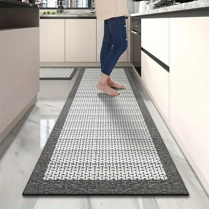 Long Imitation Woven Kitchen Floor Mat Diatom Mud Printed Non-Slip Absorbent Bathroom Door Restaurant Mat