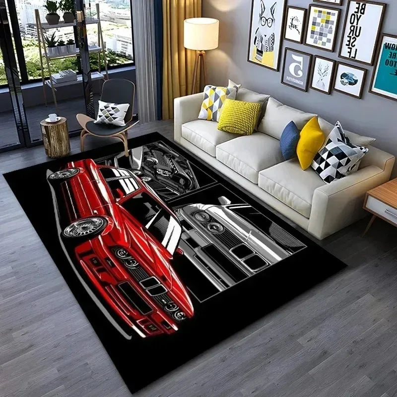 Racing Car Pattern Washable Area Rug