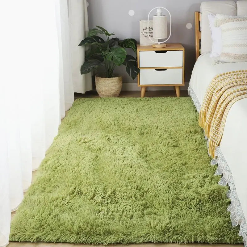 Fluffy Plush Sofa & Coffee Table Area Rug