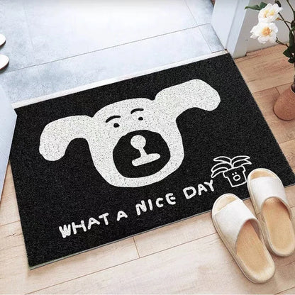Home floor mat silk ring pvc pet carpet non-slip mat foot mat door door can be cut black entrance door mat