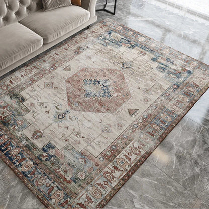 VIKAMA Bohemian Retro Large Area Carpet Non-Slip Living Room Bedroom Floor Mat