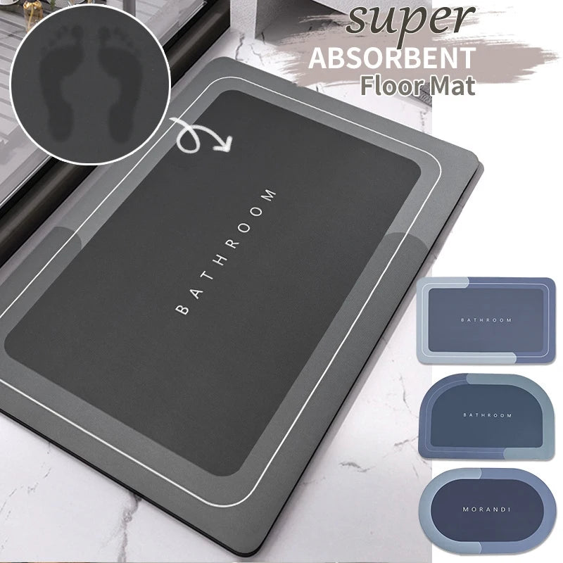 VIKAMA Super Absorbent Bathroom Floor Mat Non-Slip Toilet Kitchen Carpet