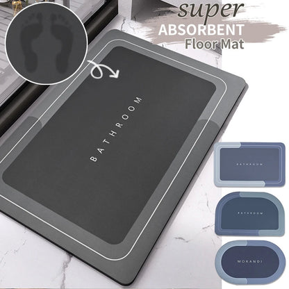 VIKAMA Super Absorbent Bathroom Floor Mat Non-Slip Toilet Kitchen Carpet