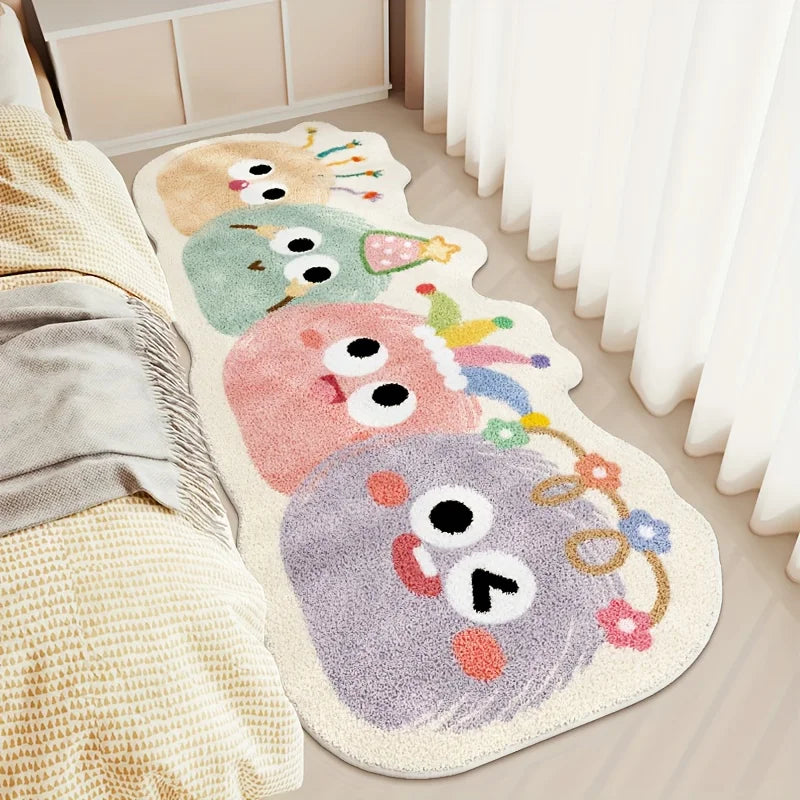 VIKAMA Cute Cartoon Long Rug Soft Absorbent Non-Slip Bathroom Mat Living Room Bedroom Bedside Welcome Carpet Home Decor