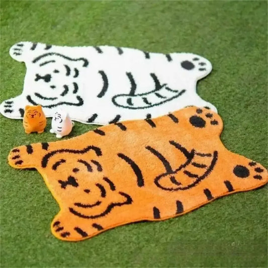 VIKAMA Cartoon Tiger Plush Rug Kids Bedroom Living Room Entry Mat Home Decor