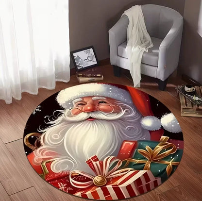 Christmas Santa snowflake circular floor mat