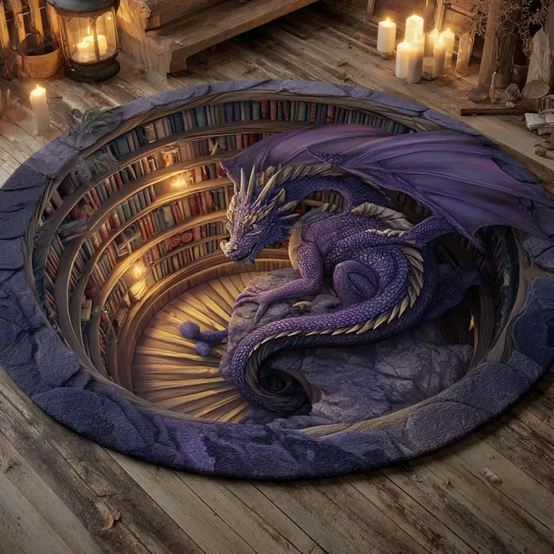 Fantasy Dragon 3D Round Rug