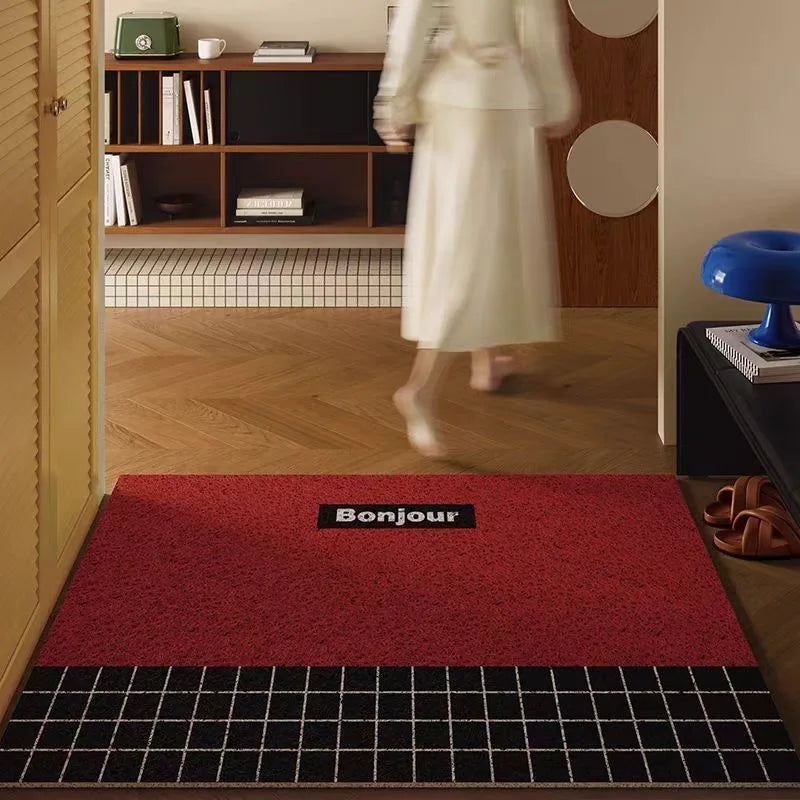 Retro Geometric Silk Ring Door Mat Non-Slip Dust-Resistant Entrance Floor Carpet
