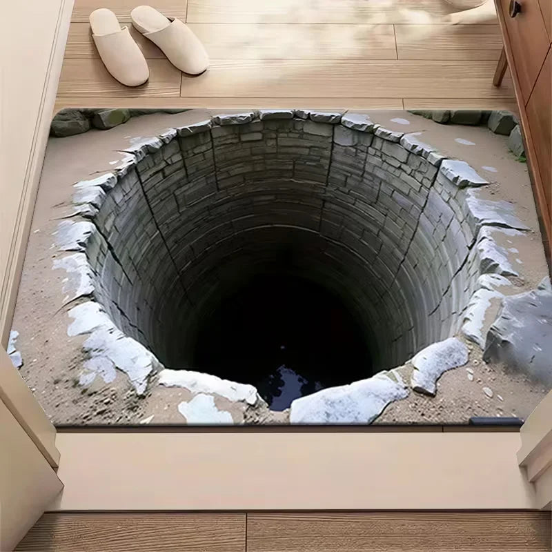 3D Stone Well Illusion Doormat