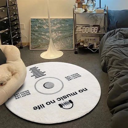 VIKAMA Record CD Round Carpet Non-Slip Game Chair Living Room Floor Mat