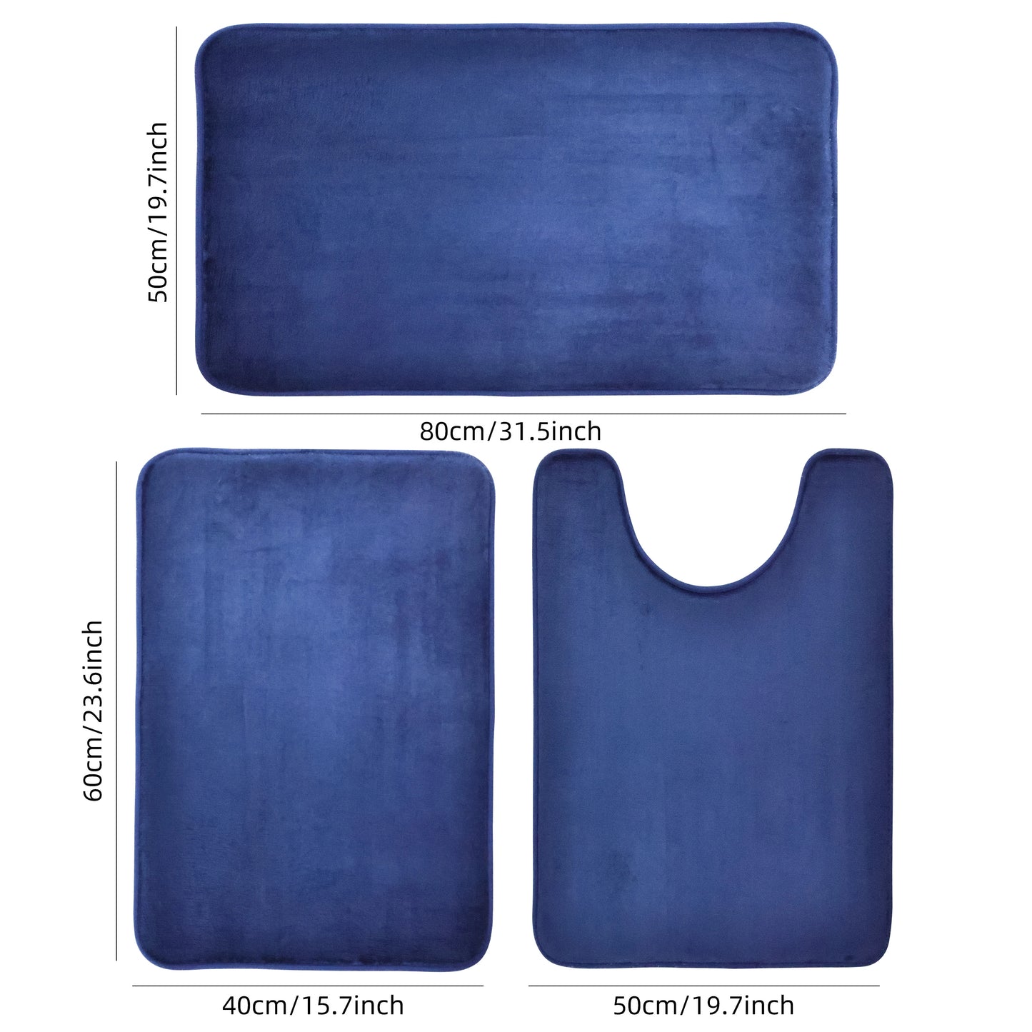 3-Piece Bathroom Mat Set Toilet Bath Shower Rugs Soft Absorbent Non-Slip Carpet Laundry Room Home Decor