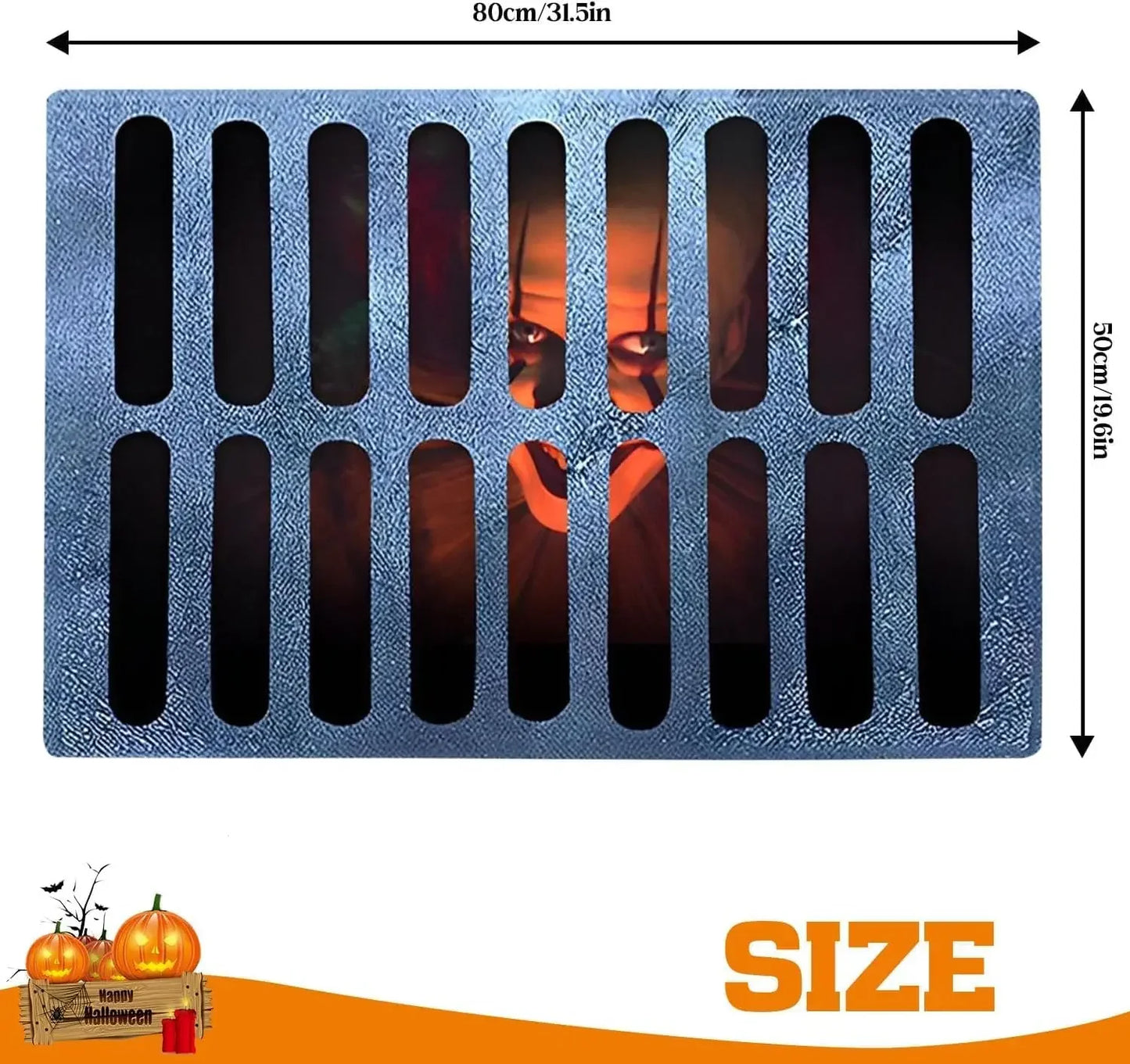 VIKAMA Halloween Clown Trap Rug 3D Illusion Non-Slip Bathroom Entrance Mat Home Decor