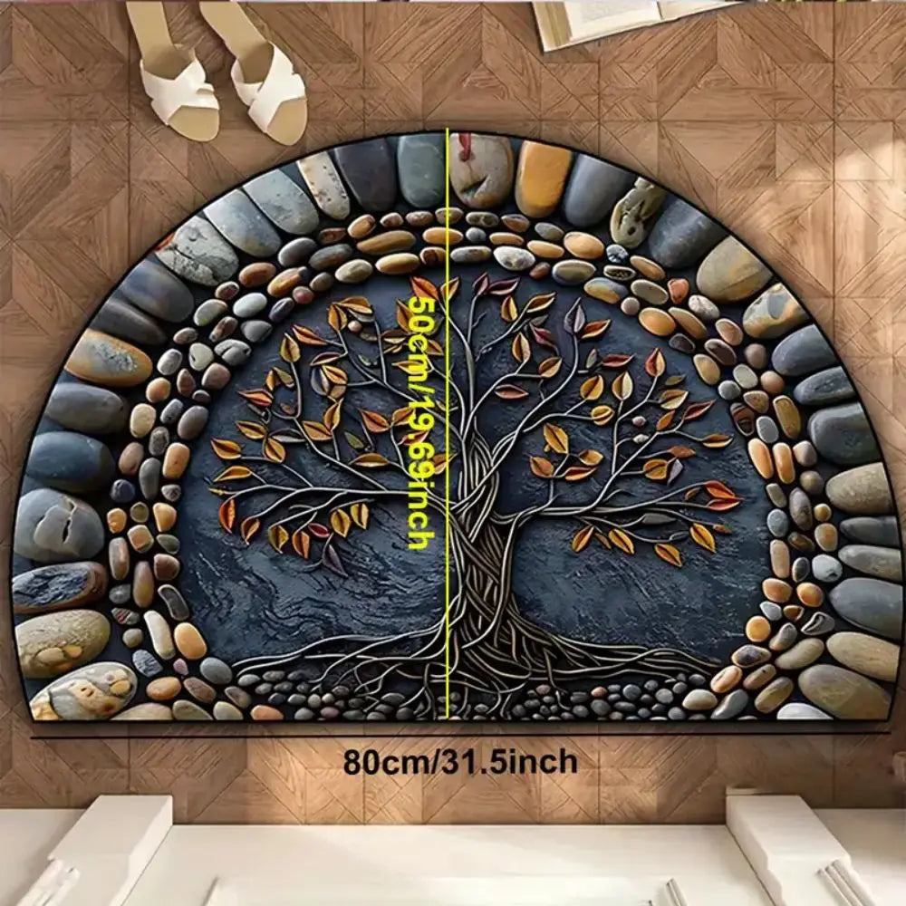 VIKAMA Tree of Life Semi-Circular Non-Slip Welcome Doormat