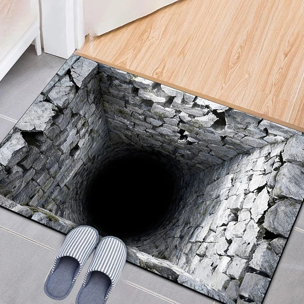3D Brick Hole Illusion Doormat