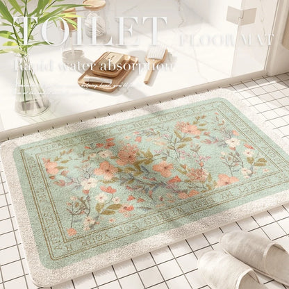Fresh American Floral Bathroom Absorbent Non-Slip Door Floor Mat