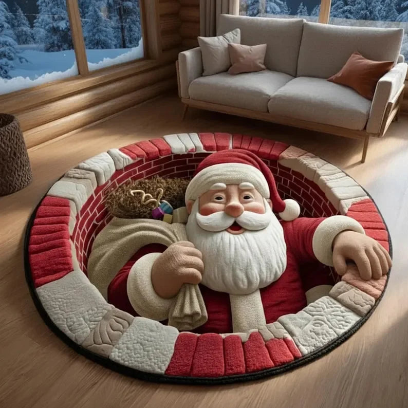 Christmas Santa Printed Rug Welcome Indoor Santa Claus Christmas Rug Door Mat Winter Home Decor Living Room Floor Decoration