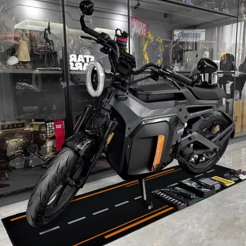 VIKAMA Motorcycle Display Mat Anti-Slip Racing Garage Runner Rug Parking Area Floor Mat