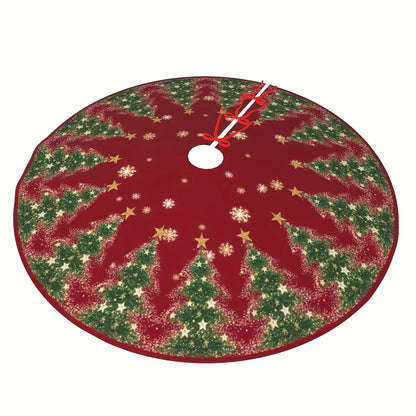 VIKAMA Snowflake Pine Christmas Tree Skirt Rug