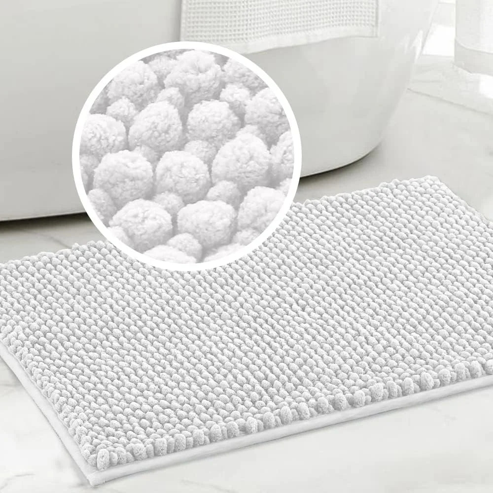 Super Plush Microfiber Anti-Skid Bathroom Carpet Absorbent Machine Washable Chenille Bath Mat Quick Drying Floor Mat