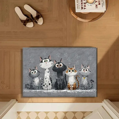 VIKAMA Gray Kitten Carpet Cute Non-Slip Doormat Kitchen Rug Bedroom Living Room Bedside Floor Mat Home Decor