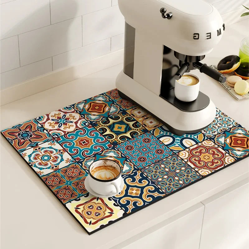VIKAMA Vintage Bohemian Absorbent Dish Drying Mat