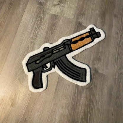 VIKAMA Cartoon Rifle Design Rug Comfortable Non-Slip Bedroom Bedside Carpet Home Decor