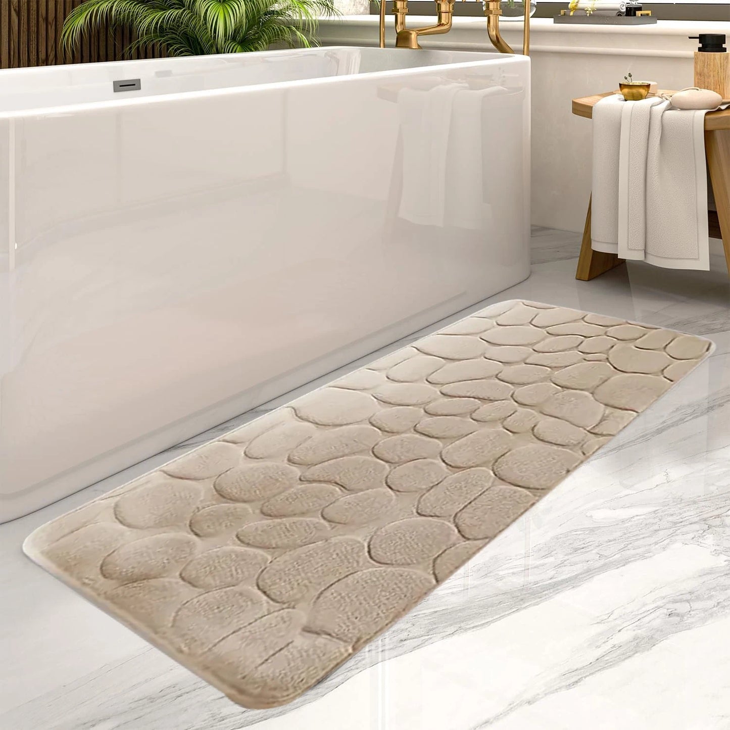 Large Size Bathroom Floor Mat Non-Slip Absorbent Long Strip Bathtub Rug 19.7x47.2in Home Decor