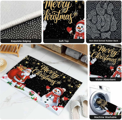 VIKAMA Merry Christmas Santa Claus Snowman Welcome Doormat