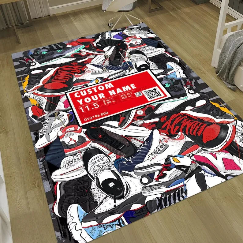 Sneaker Box Carpet Rug Non-Slip Floor Mat Living Room Bedroom Home Decor Sneaker Style Rug