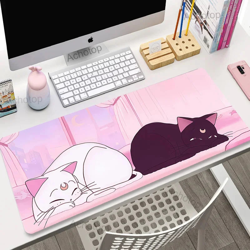 Cute Anime Cat Extended Gaming Desk Mat