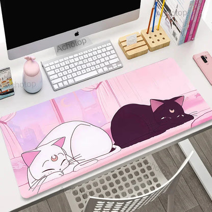Cute Anime Cat Extended Gaming Desk Mat